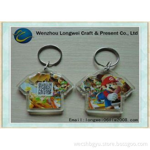 T shirt acrylic plastic personalized photo keychains / digi